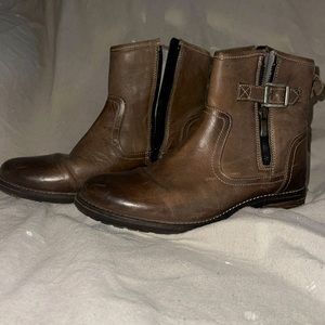 Taos Convoy Cognac Zip Ankle Distressed Leather Boots Size 39